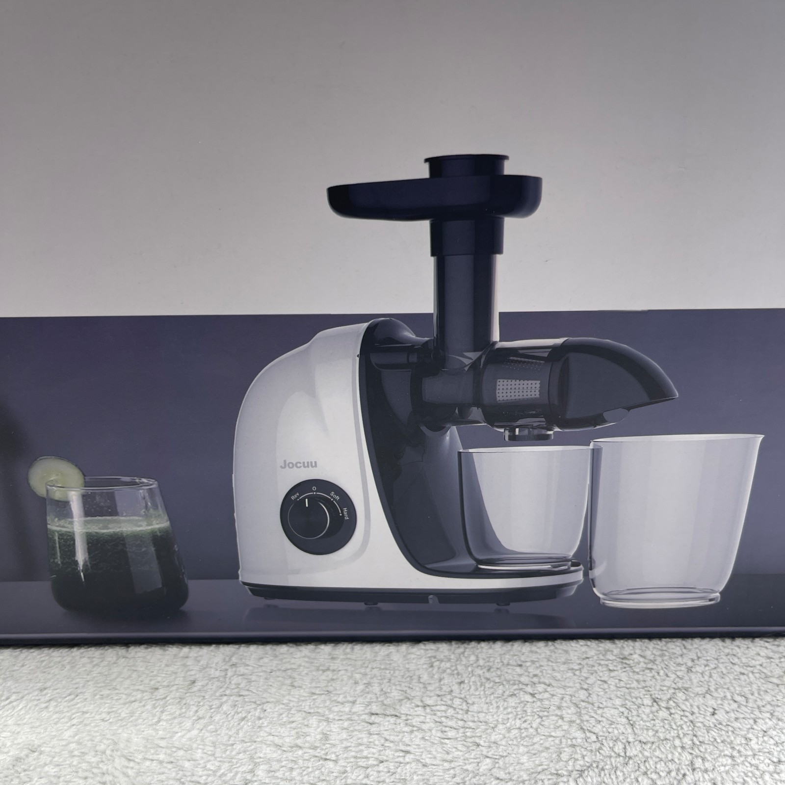 Jocuu Slow Masticating Juicer Two Speed 90% Juice Yield Anti Block Function