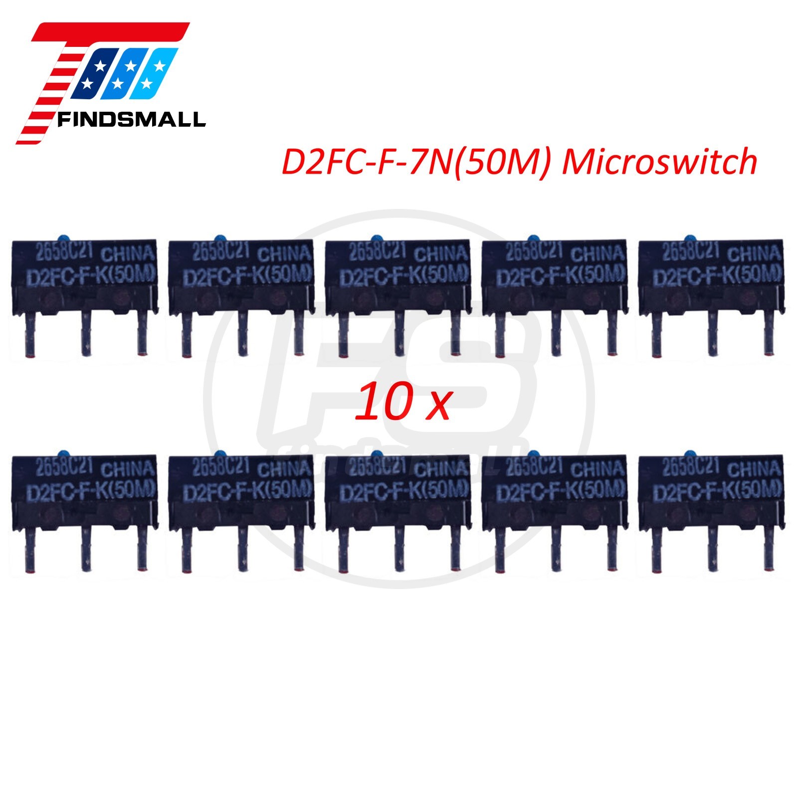 10PCS OMRON Mouse Micro Switch D2FC-F-K(50M) Blue Dot Mouse Button Fretting