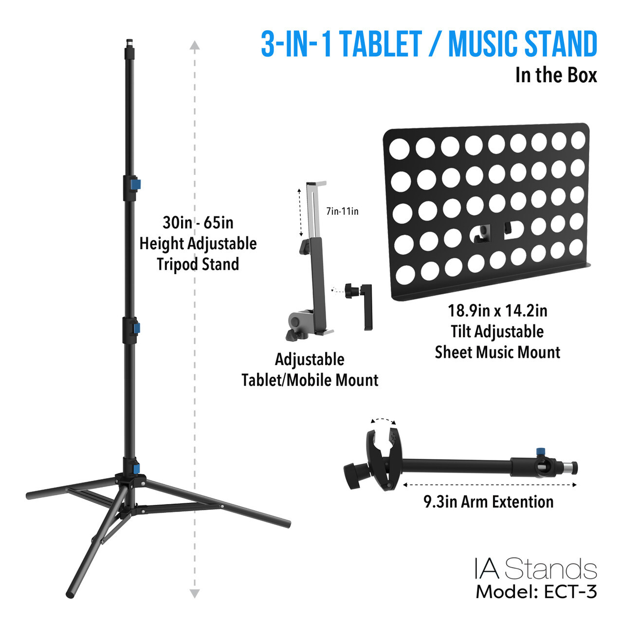 IA Stands ECT3 Sheet Music Tablet Tripod Stand