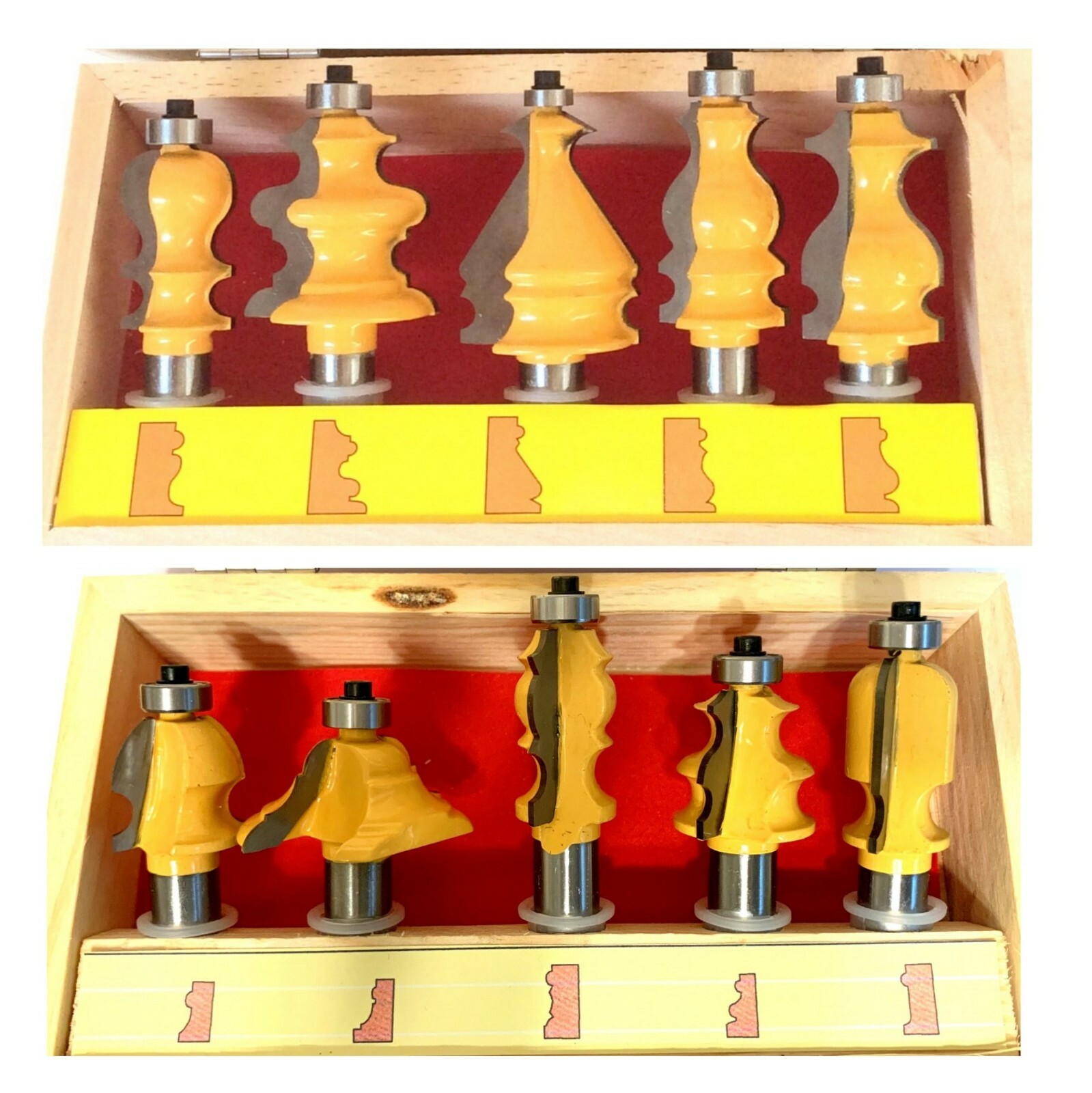 10 pc 1/2" Shank Architectural Specialty Molding Router Bit set with Box S