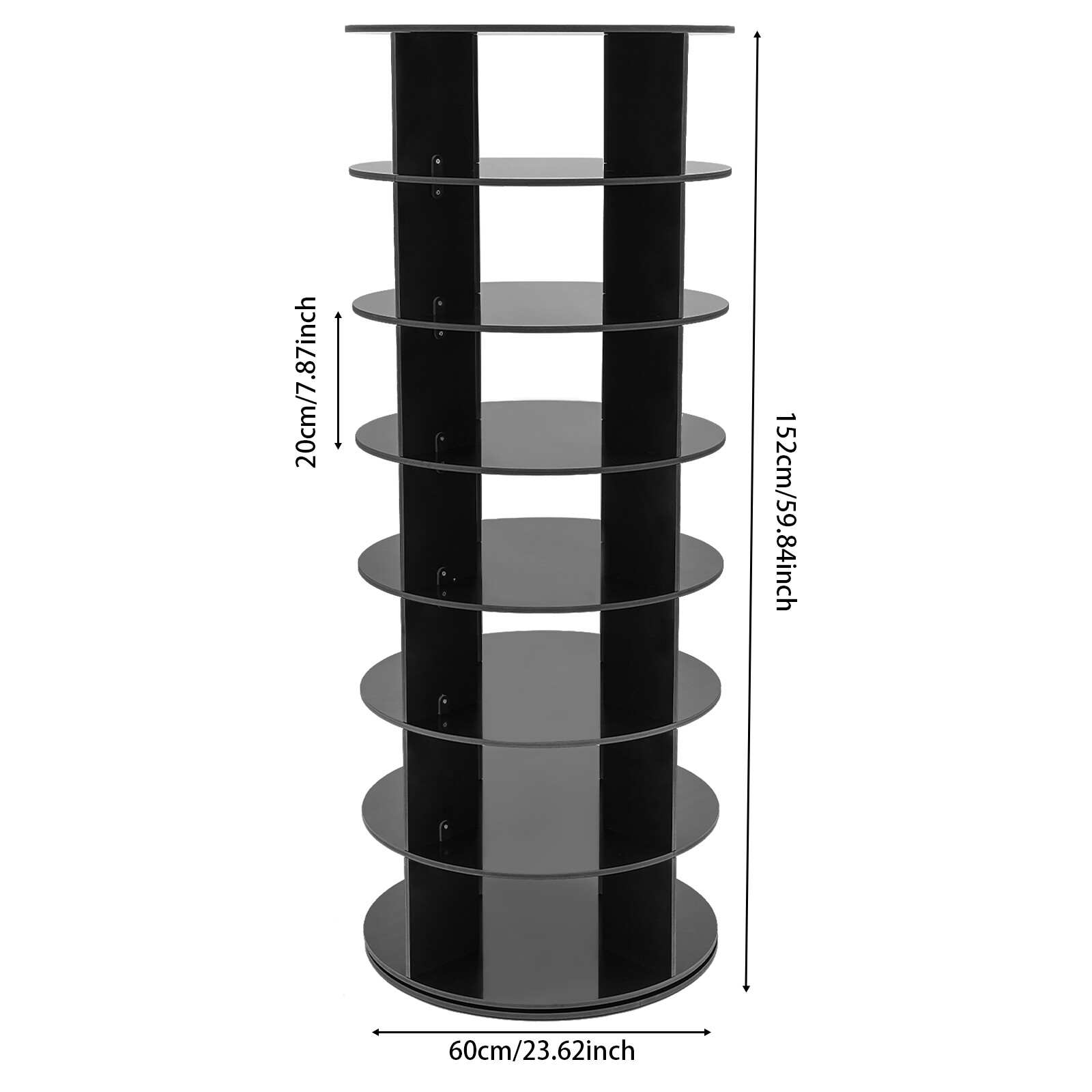 360° Rotating Shoe Rack 7-Tier Spinning Shoe Rack 152cm H Shoe Storage Organizer