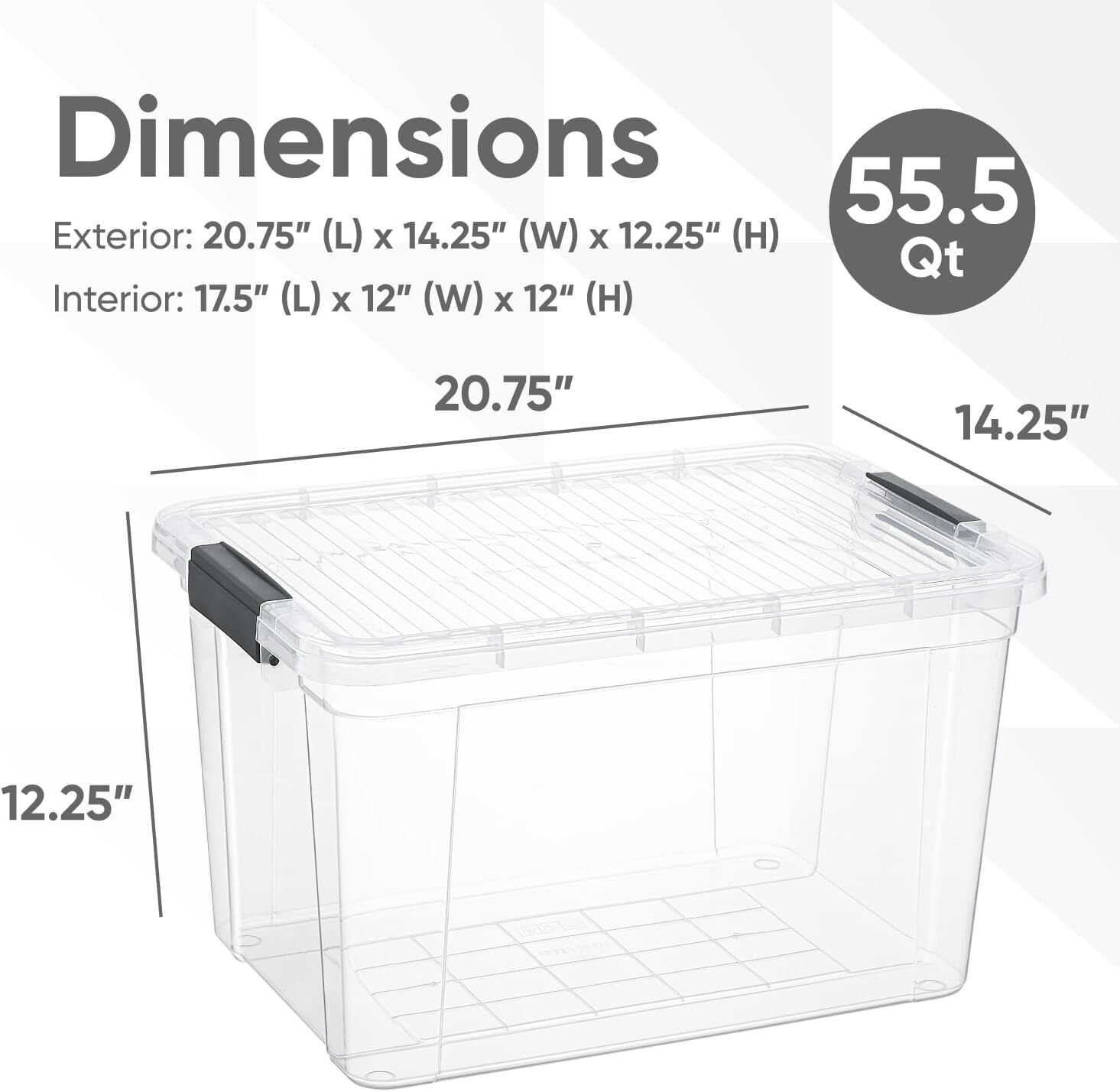 Superio Clear Storage Bins with Lids, 5 Pack- Plastic Storage Boxes - 49 Quart
