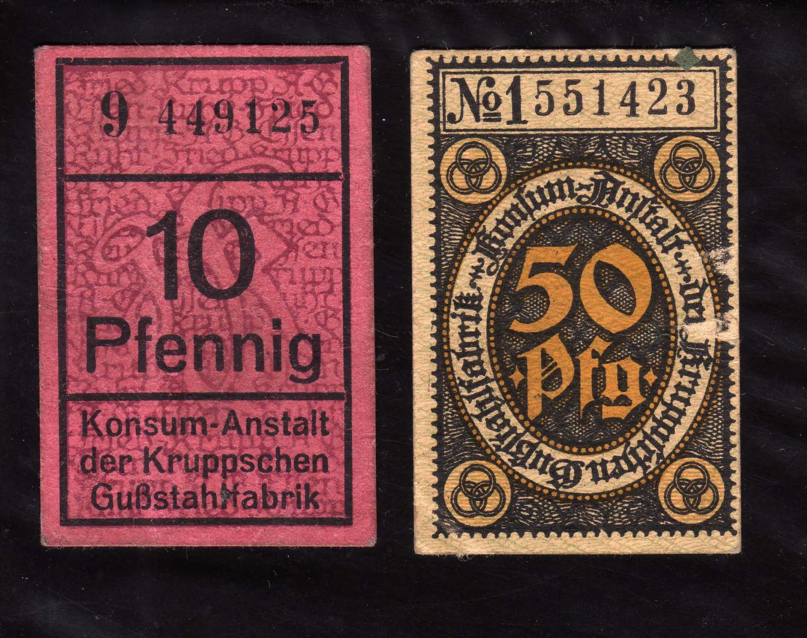 ESSEN - GERMANY NOTGELD - KRUPPENSCHEN  CAST STEEL  -   10, 50 PFENNIG