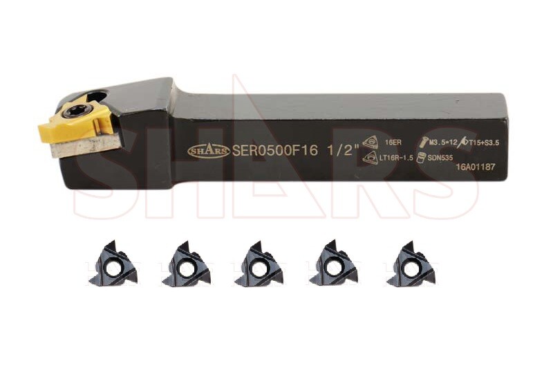 Shars 1/2 RH Indexable Threading Tool Holder + 5pcs ER16 Insert Certificate P]
