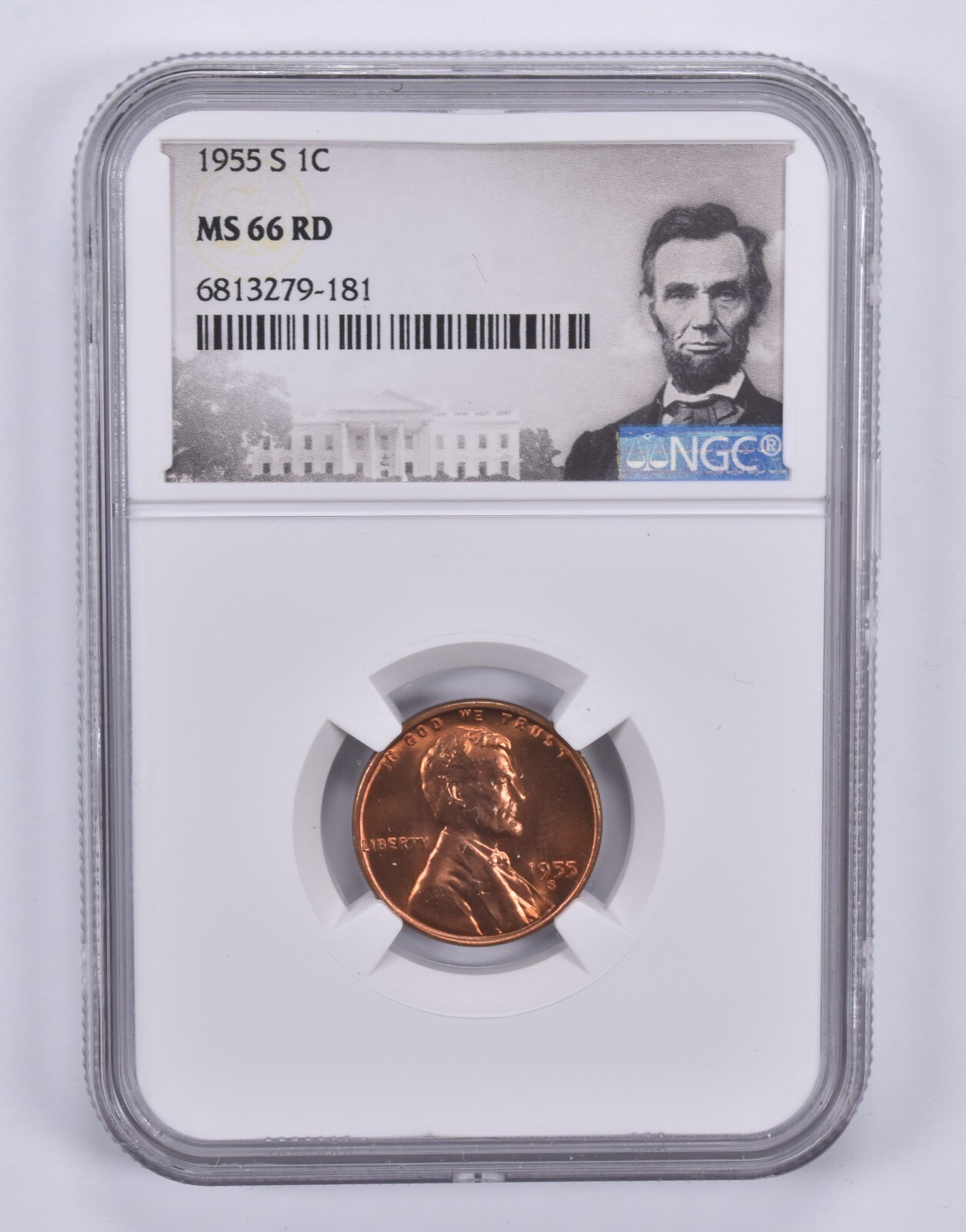 1955-S Lincoln Wheat Cent 1c MS66 RD NGC Special Label