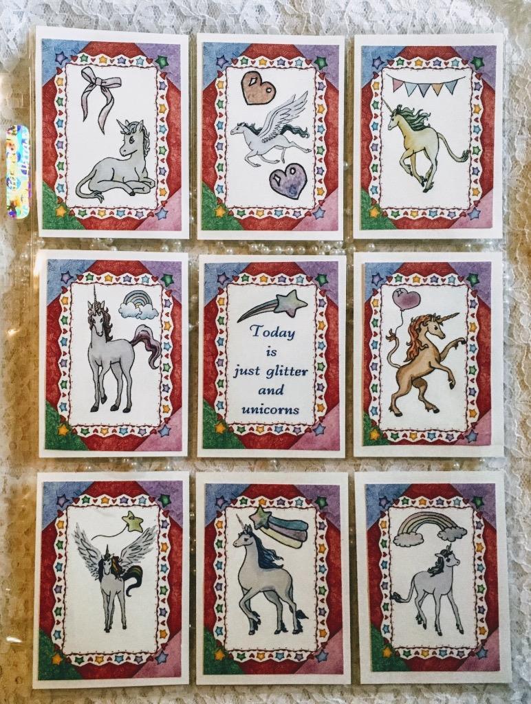 Unicorn~Magical~9 Pocket Pen Pal~Cards only~No Protector~#87~judysjemscrafts