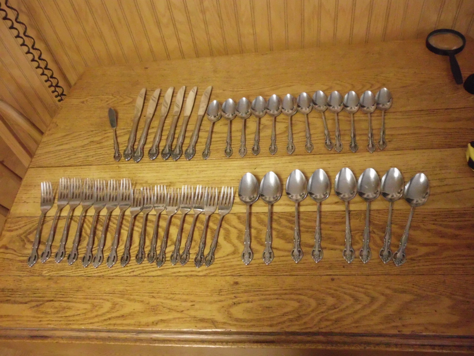 42 pc Riviera Japan RIF11 Pierced Patrn Stainless Flatware spoons forks knives