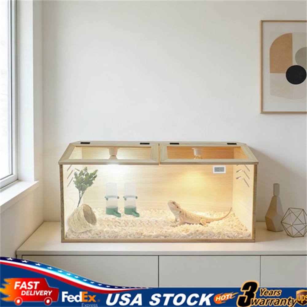 Wood Brooder Box Complete Chick Incubator Nest w/Heat Lamp Thermometer Reptile