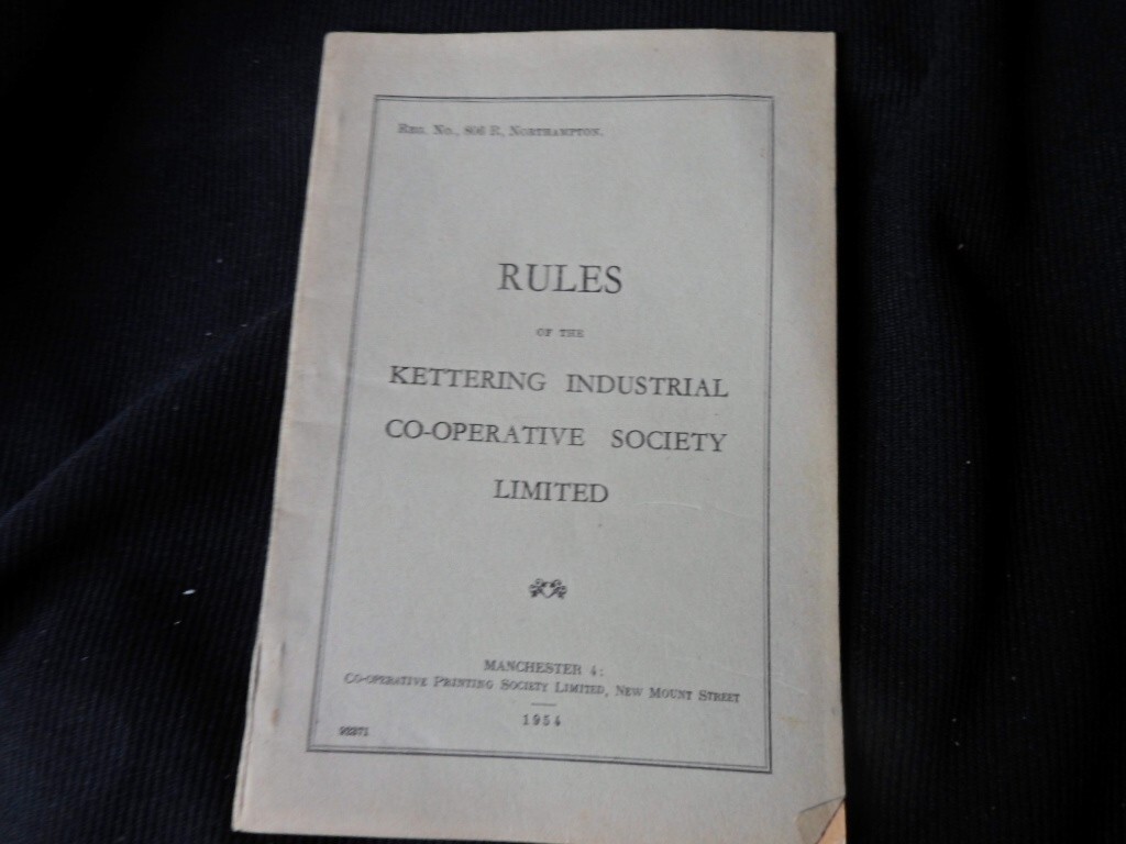 KETTERING INDUSTRIAL COOPERATIVE SOCIETY RULE BOOK 1954