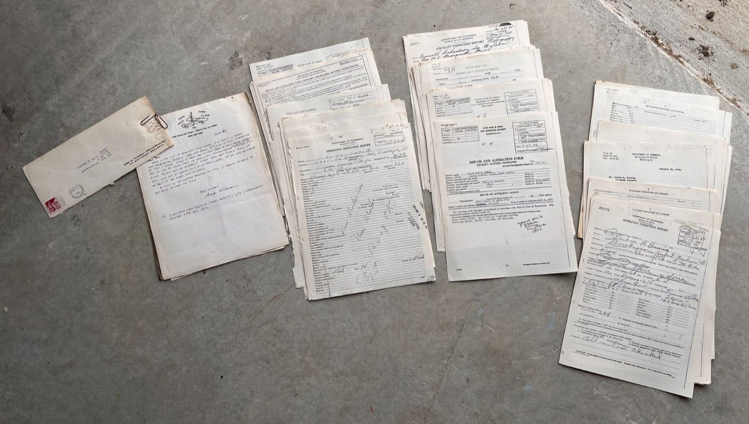 Vintage Aviation Document Lot Inspection Reports etc Stinson 1940s WWII AAF