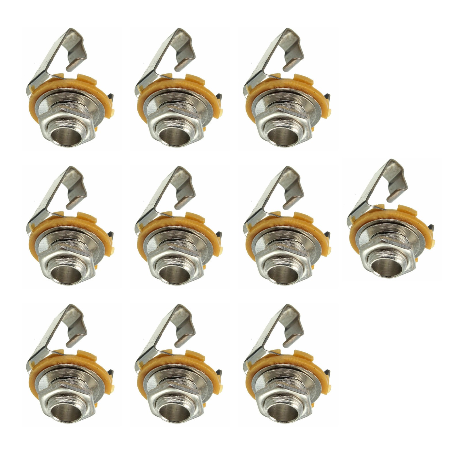 10pcs/Set Mono 1/4" 6.35mm ID Socket Jack Connector Panel Mount Guitar Plate NEW