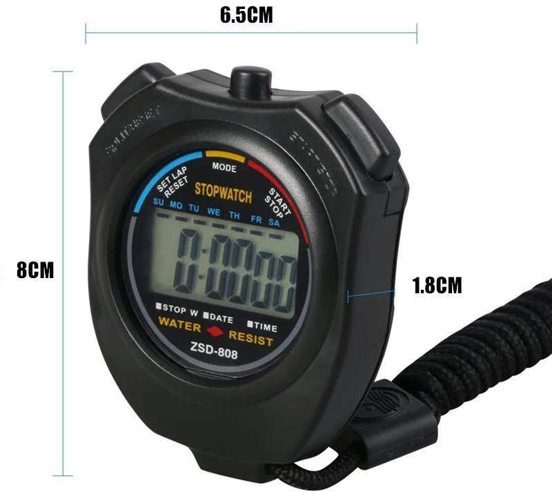5× Multi-Function Digital Sports Stopwatch Timer Large Display Odometer Watch US