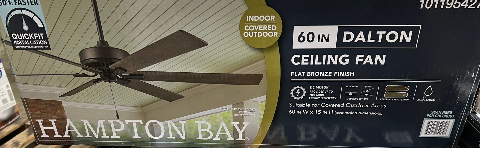 Hampton Bay Dalton 60 in. Indoor/Outdoor DC Motor Flat Bronze Ceiling Fan