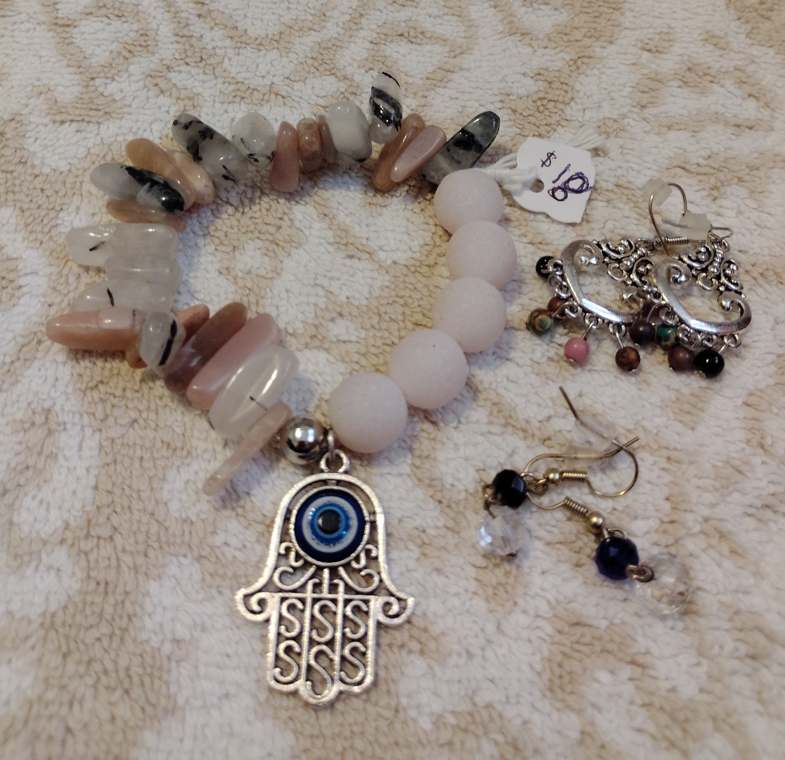 Handcrafted Bracelet / 2 Pair Earrings