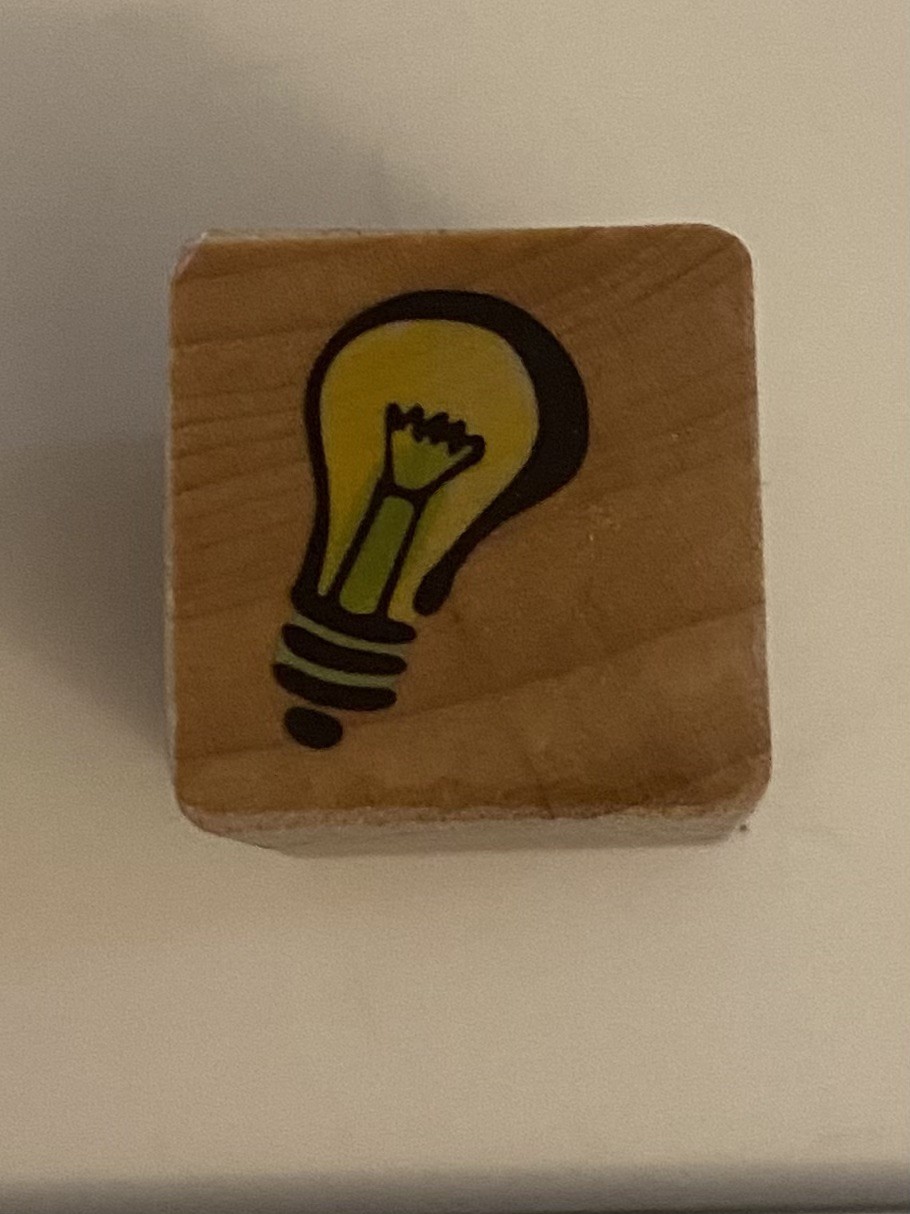 New Jo Ann Light Bulb Wood Mounted Rubber Stamp RS82