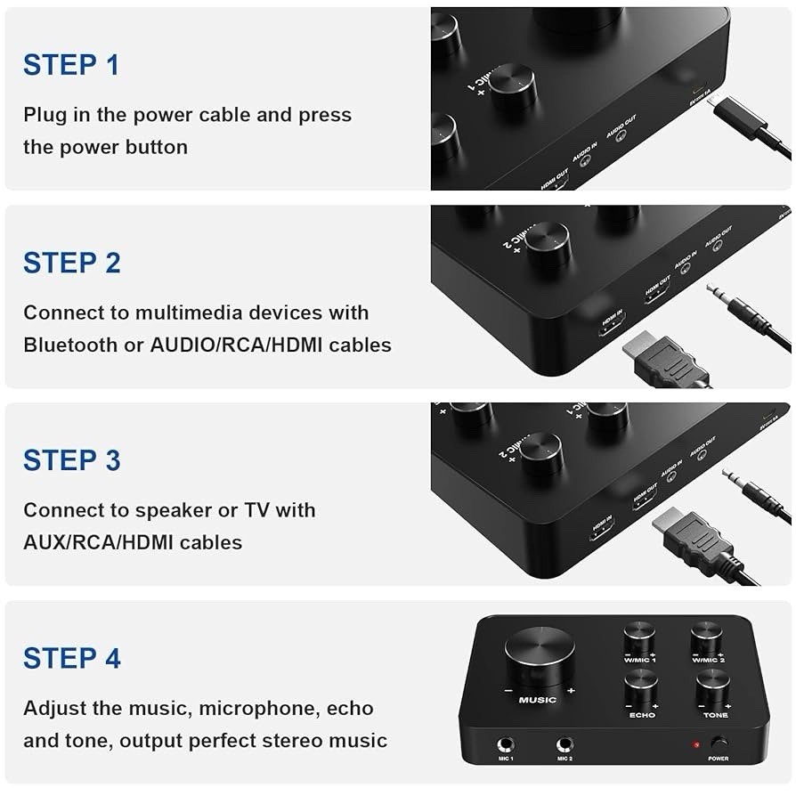 K201 Wireless Microphone Karaoke Mixer System, Dual Handheld Wireless Microphone
