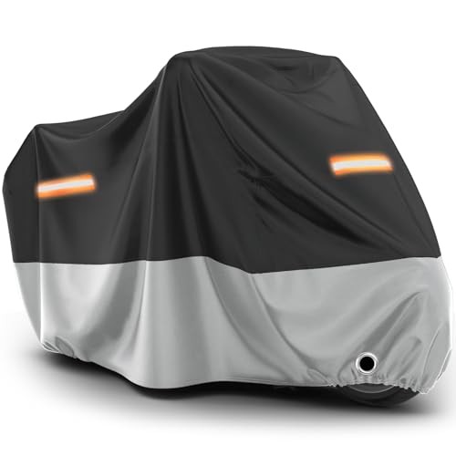 Motorcycle Cover Waterproof Outdoor - All Season Sun 104" Black & Silver