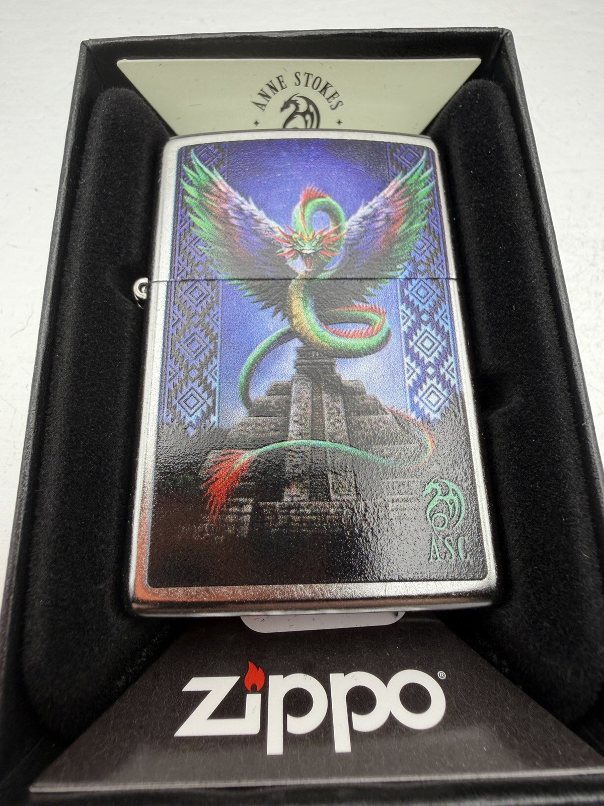 2026 Anne Stokes Colorful Wing Dragon Chrome Zippo Lighter NEW 47580