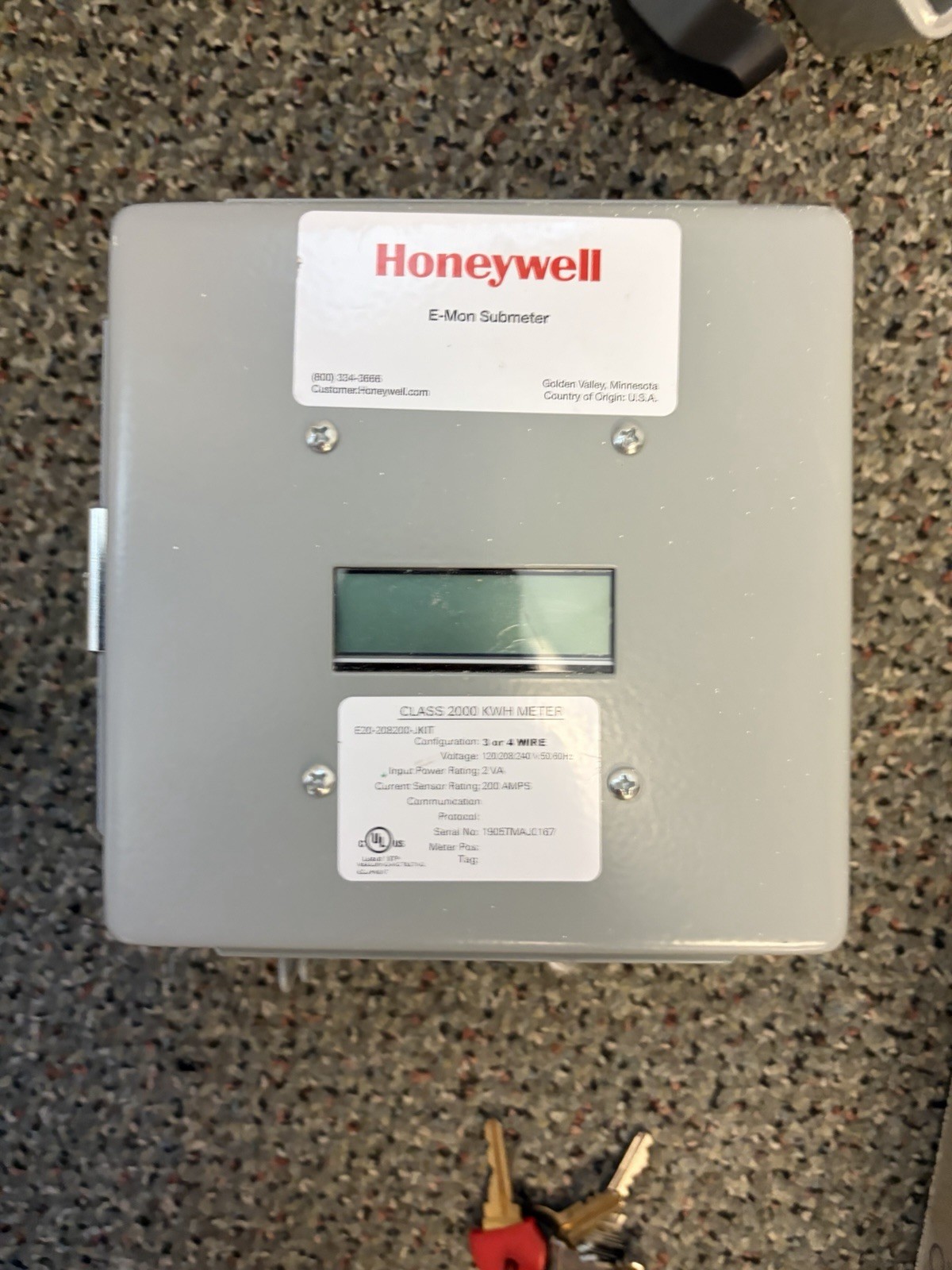 Honeywell E-Mon Submeter Class 2000 200A 120/208/240V LCD Wall Mount