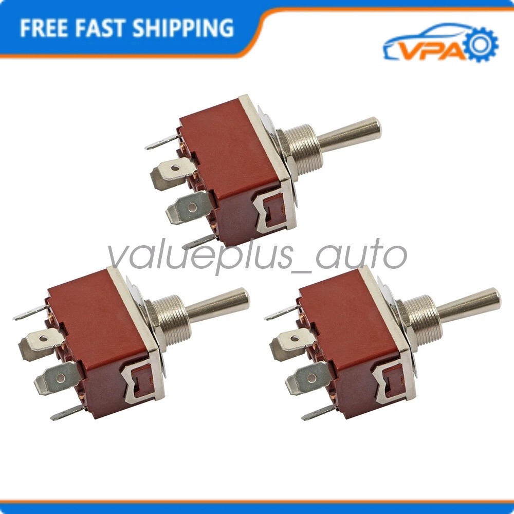 3PCS Heavy Duty DPDT ON/OFF/ON Toggle Switch 20A 125V/15A 250V Screw Terminals