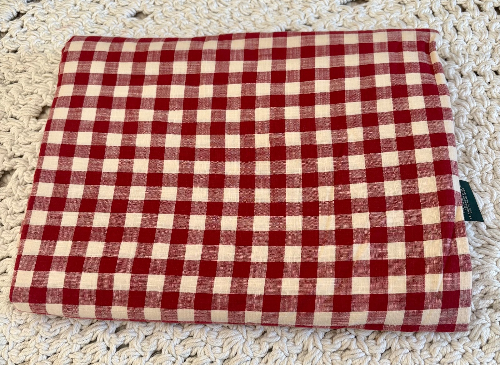 RALPH LAUREN COLD SPRING GINGHAM RED KING FLAT SHEET