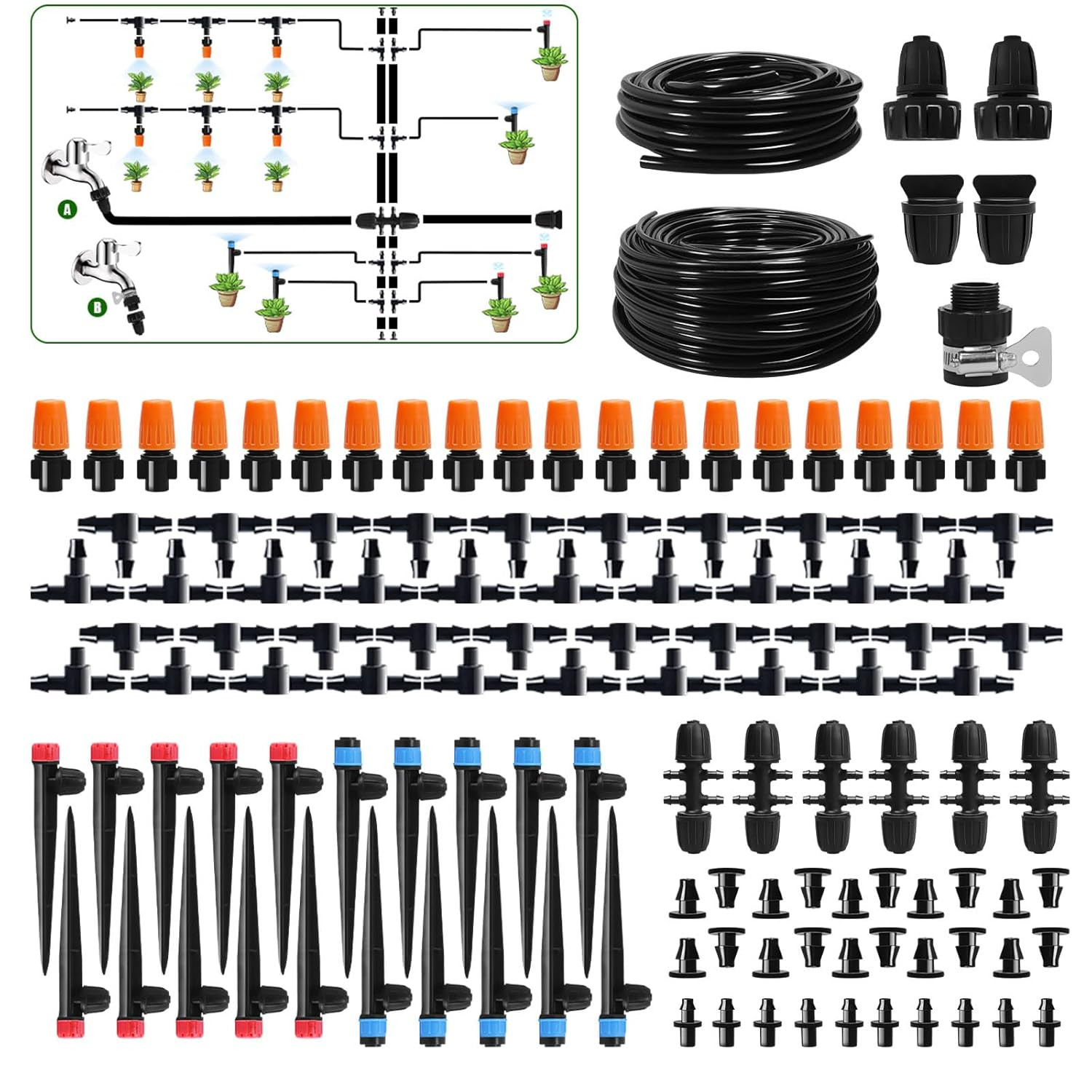 260 FT Drip Irrigation System Kit, Automatic Garden Watering System with 2/5" &