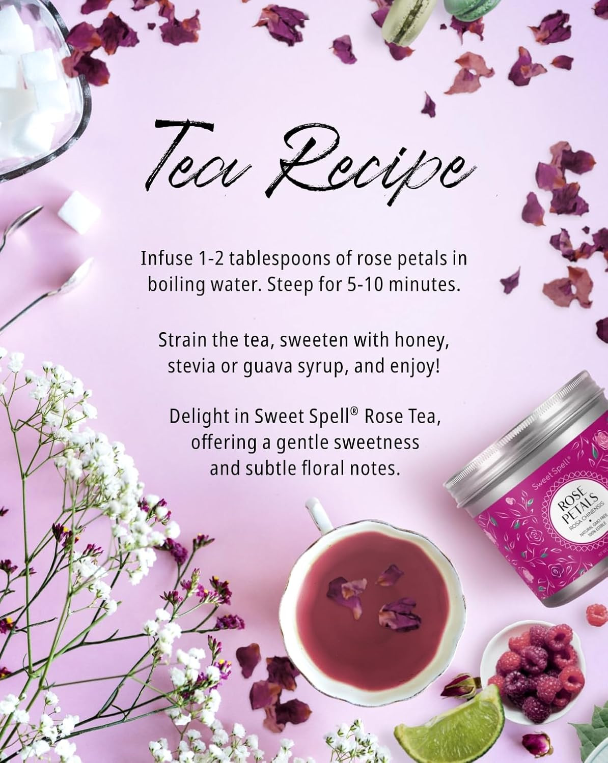 Dried Rose Petals – Edible Flowers for Drinks, Cocktails, and Cake Decoration...