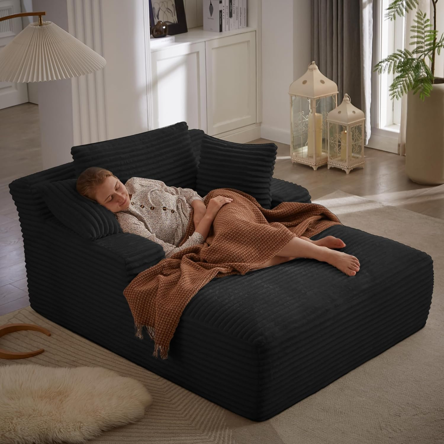 49.2" Full Foam Oversized Chaise Lounge Chair Cozy Cloud Couch, Modern Plush Cor