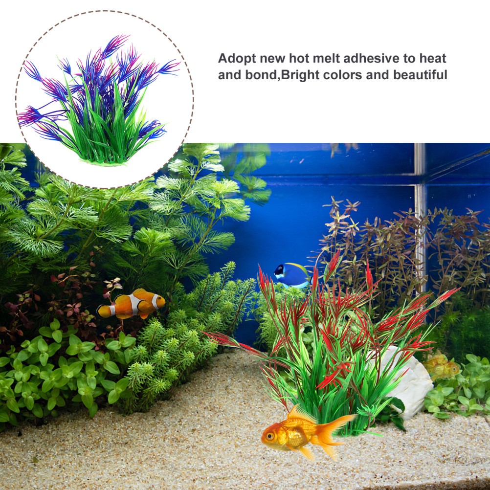 2 Pcs Tank Landscape Grass Artificial Plants for Aquarium Aquatic Fake