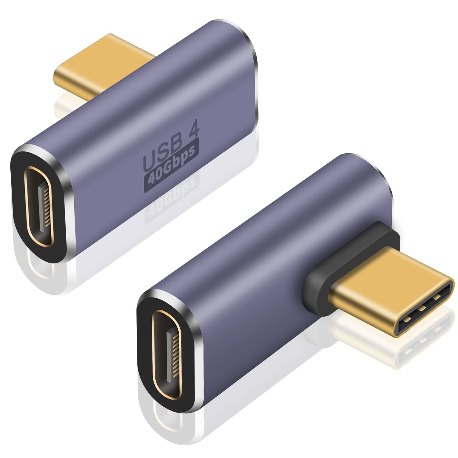 Poyiccot USB C Right Angle Adapter 40Gbps, 8K@60Hz, 100W, C 90 purple