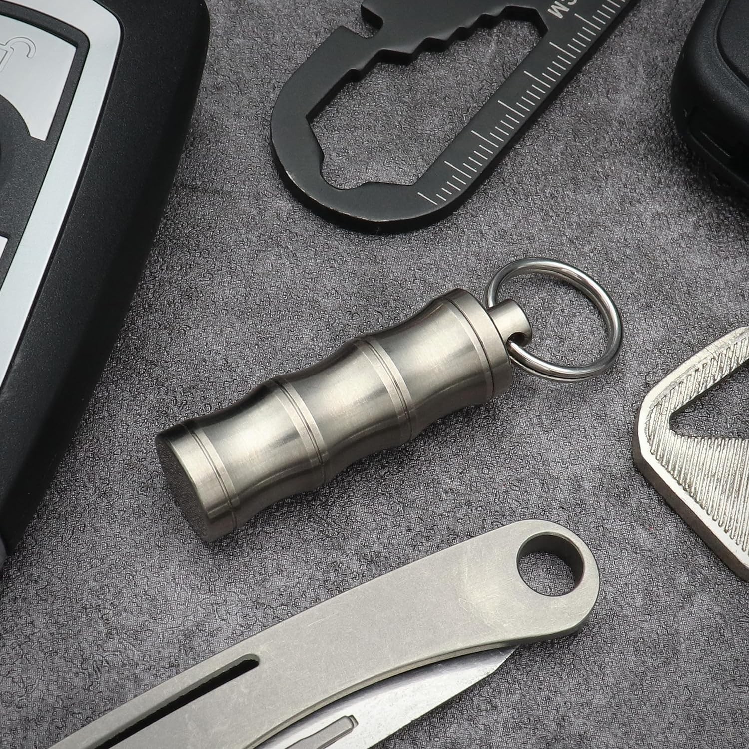 Titanium Small Pill Box Case Necklace Nitro Mini Tc01-ti-bamboo