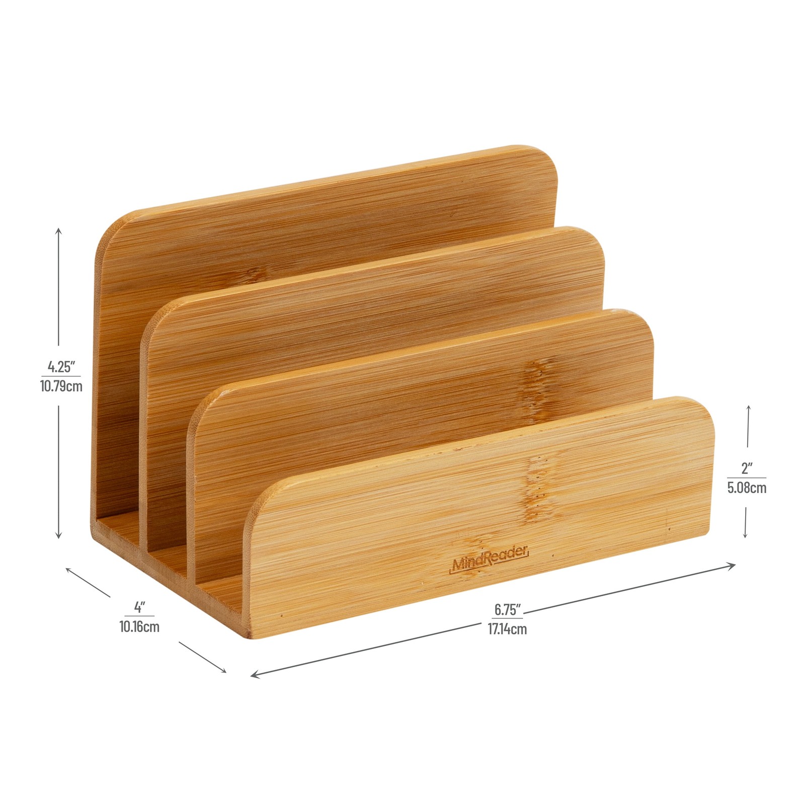 Vertical File Storage Desktop Organizer Magazine Holder Office Bamboo Brown