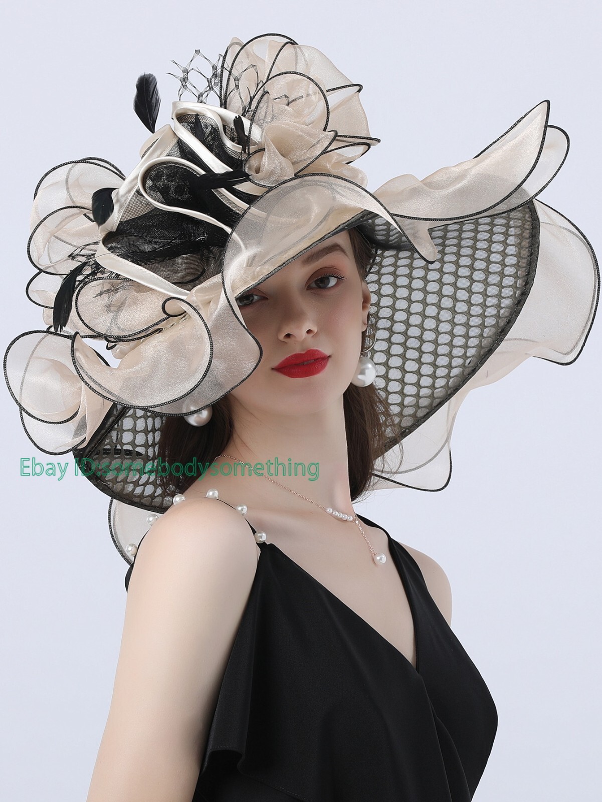 Beige Kentucky Fascinator Hat for Women Cocktail Tea Party Church Derby Hats