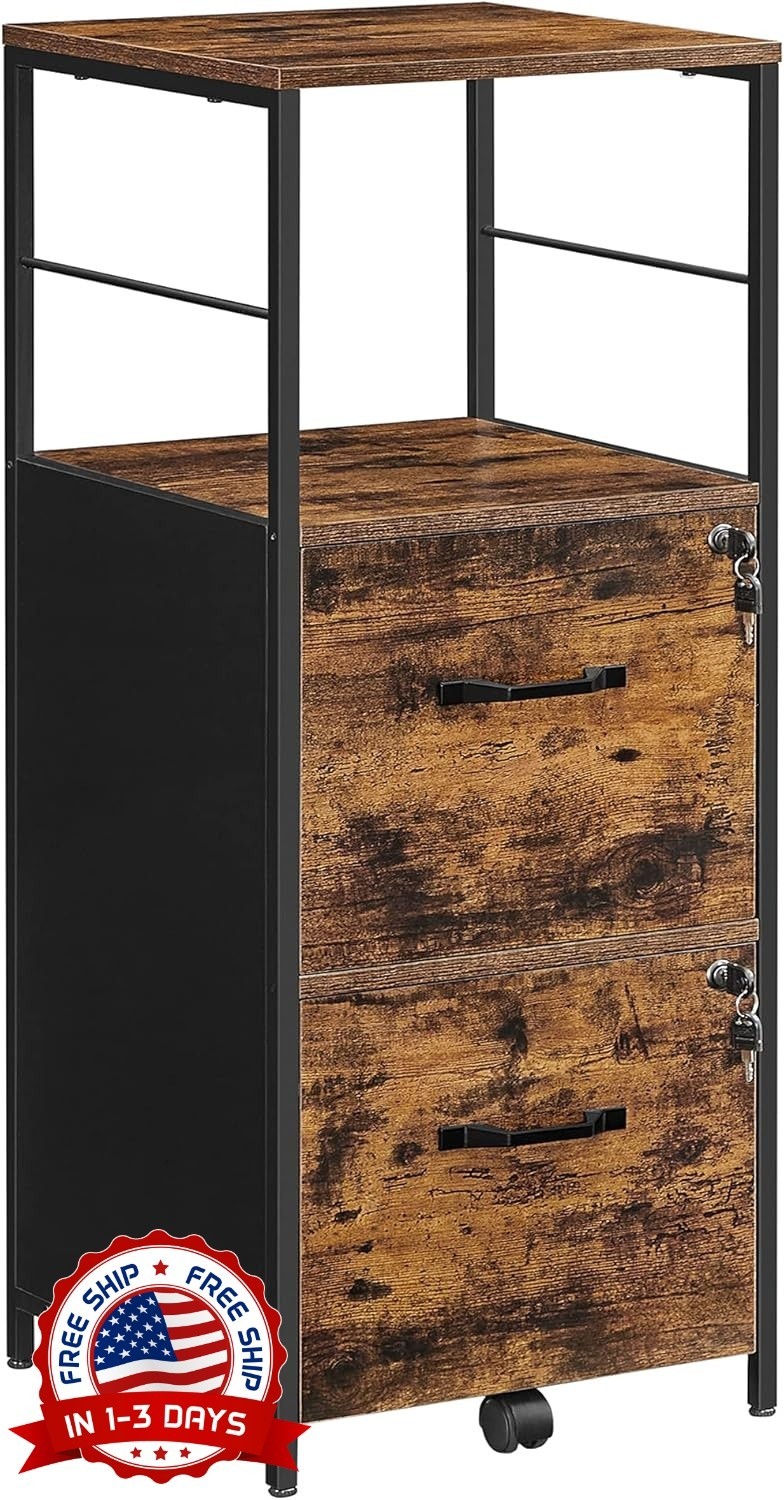Archivador para oficina en casa, archivador de 2 cajones con cerradura NUEVO US