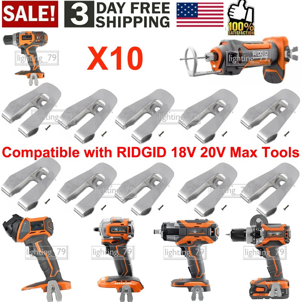 10X RIDGID Belt Clip Hook with Screw for Ridgid R86035 R86034 R86036 R860054 NEW