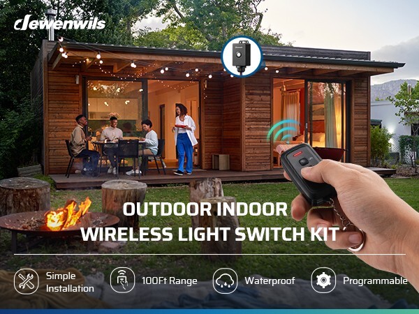 DEWENWILS Wireless Light Switch and Receiver Kit, Waterproof for Outdoor Light