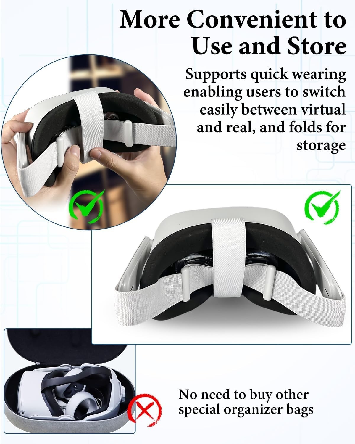 Head Strap for 0culus Quest 2 Headset and 4 Controller Thumb Grip Covers