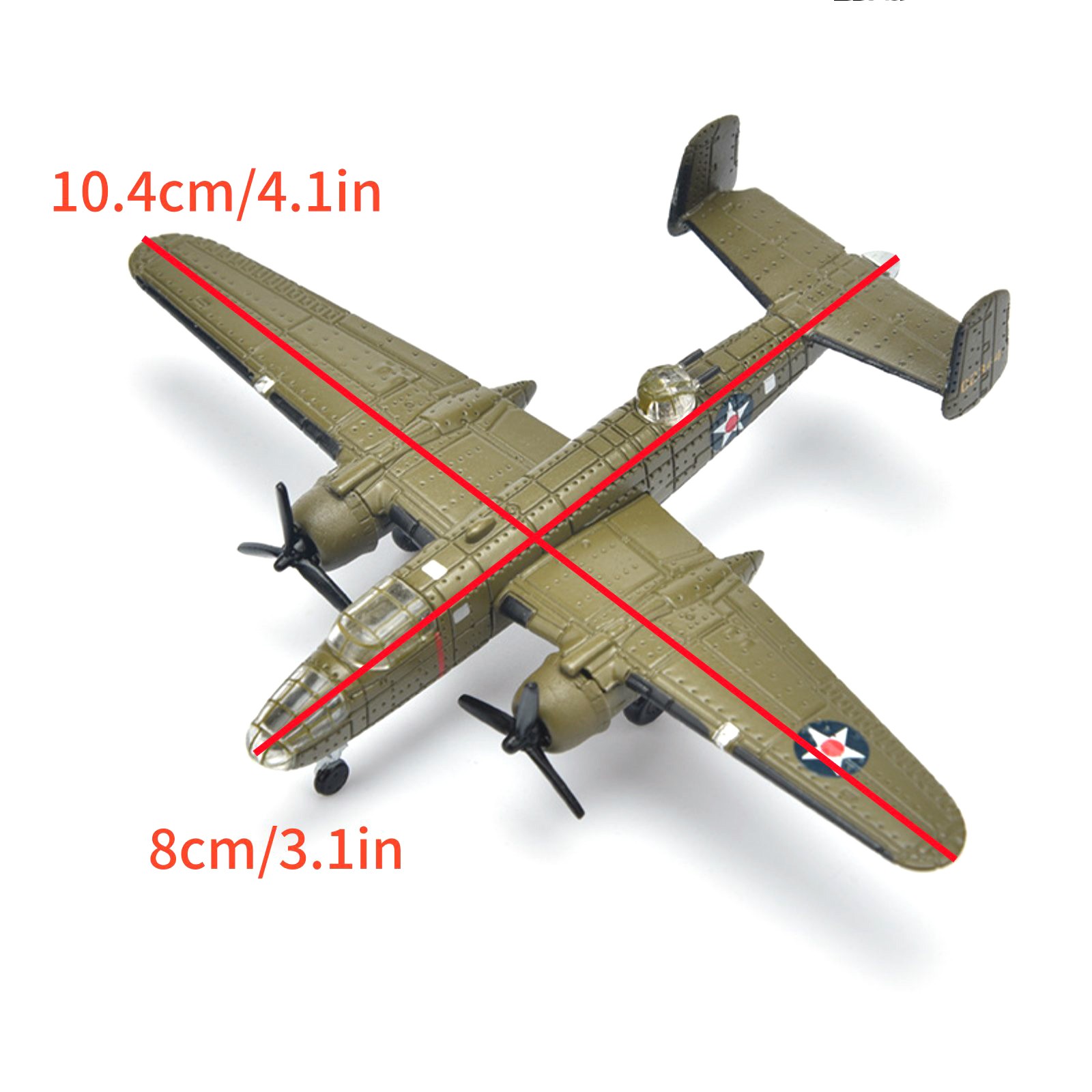 1PCS 1:200 Scale WWII US B-25 Mitchell Bomber Model Finished Model Decor Model