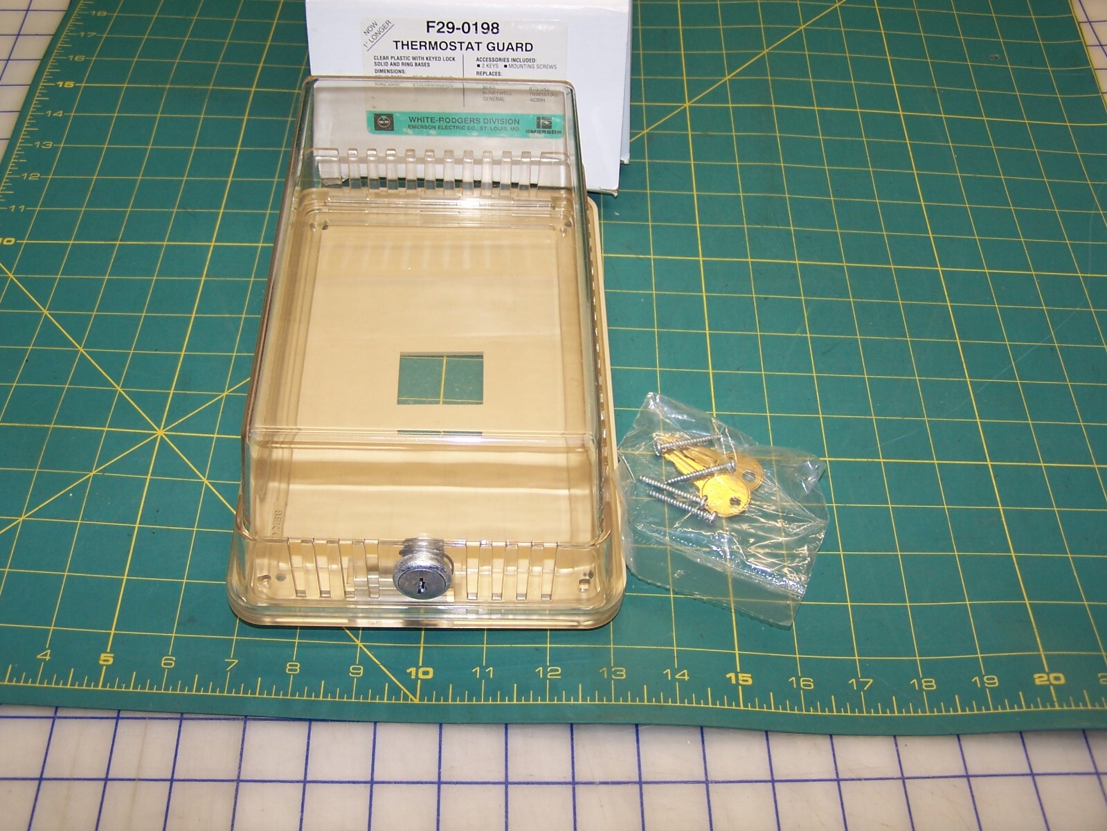 White-Rodgers F29-0198 Thermostat Guard, Clear Cover, w/Mounting plate & ring