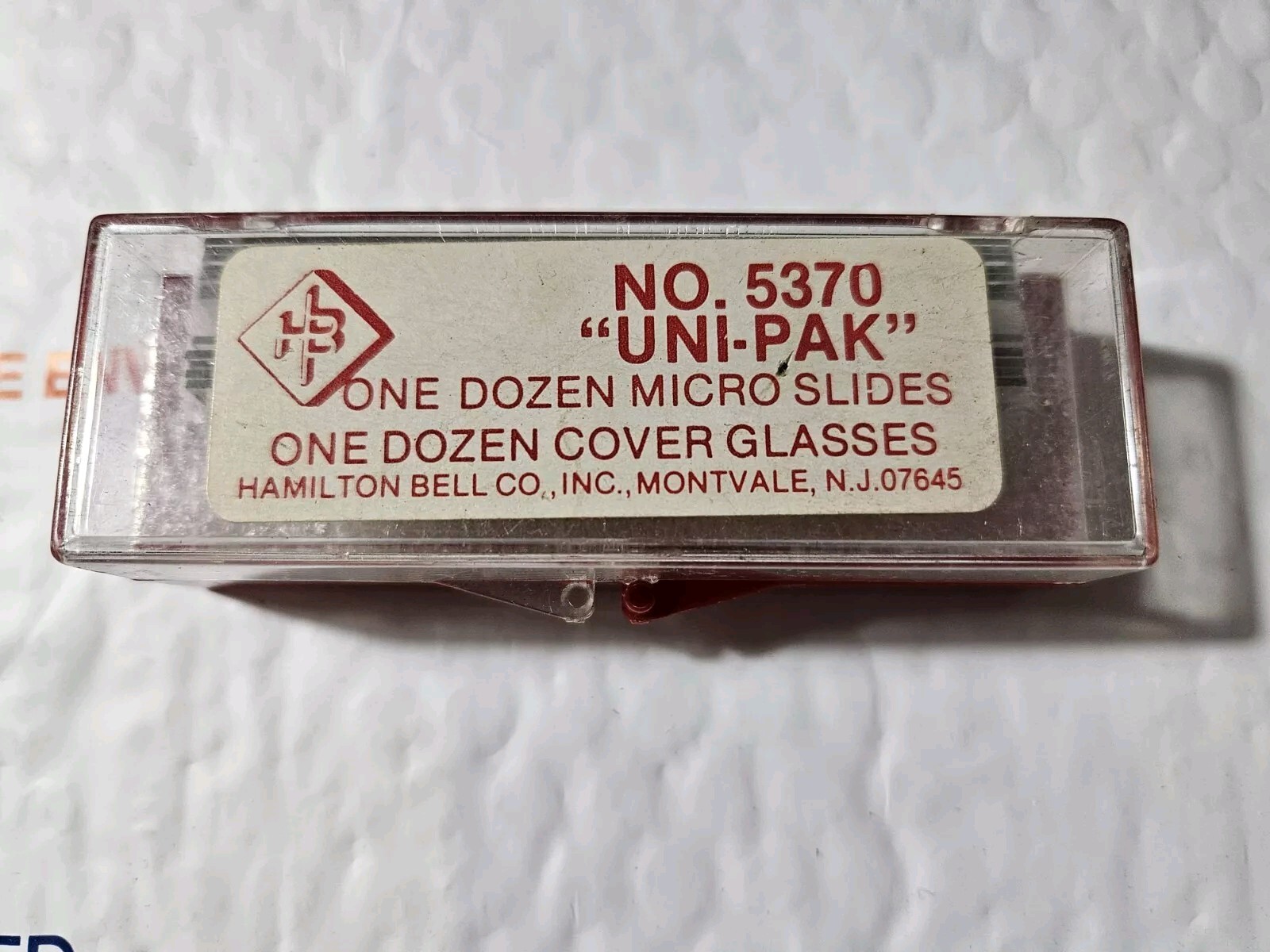 Vtg Microscope Slides and Covers 12ea. No.5370 “Uni-pak” Hamilton Bell Co, inc.