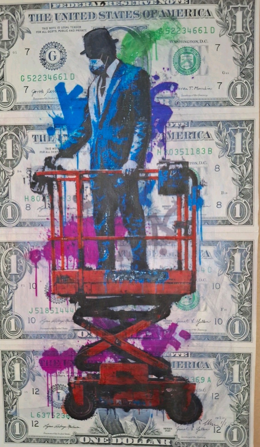 RARE Chris Boyle Money Art Real Dollar. 1/1 PLUS  COA.
