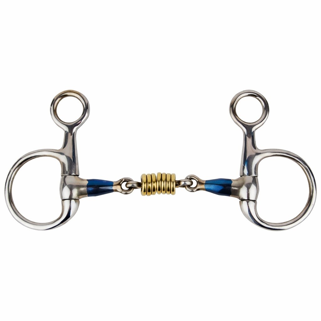 Stainless Steel 3-Piece Dog Bone Snaffle Baucher Bit w/ Copper Rings 35433