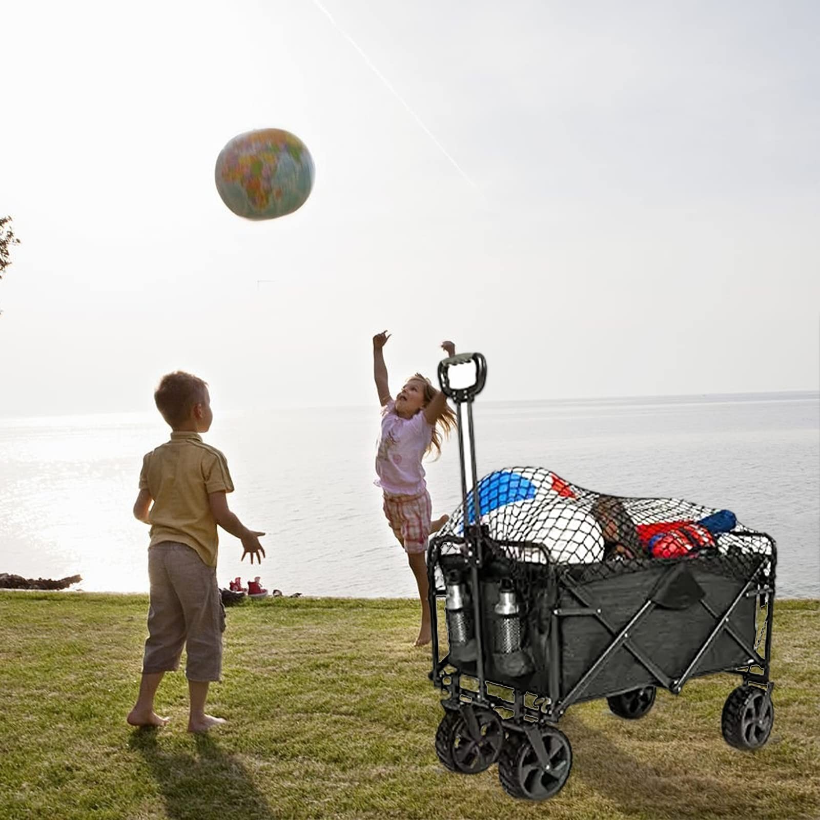 Cargo Net for Beach Cart, Car Cargo Nets for Utility Folding Wagon, Garden Ca...
