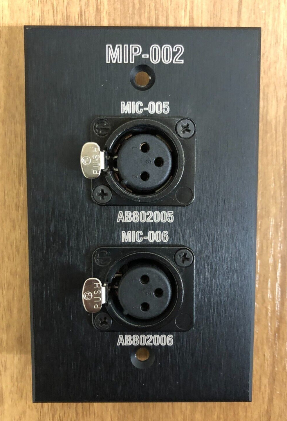 BTX Custom Black Aluminum Wallplate with  2 Neutrik 3-Pin XLR Female Connectors