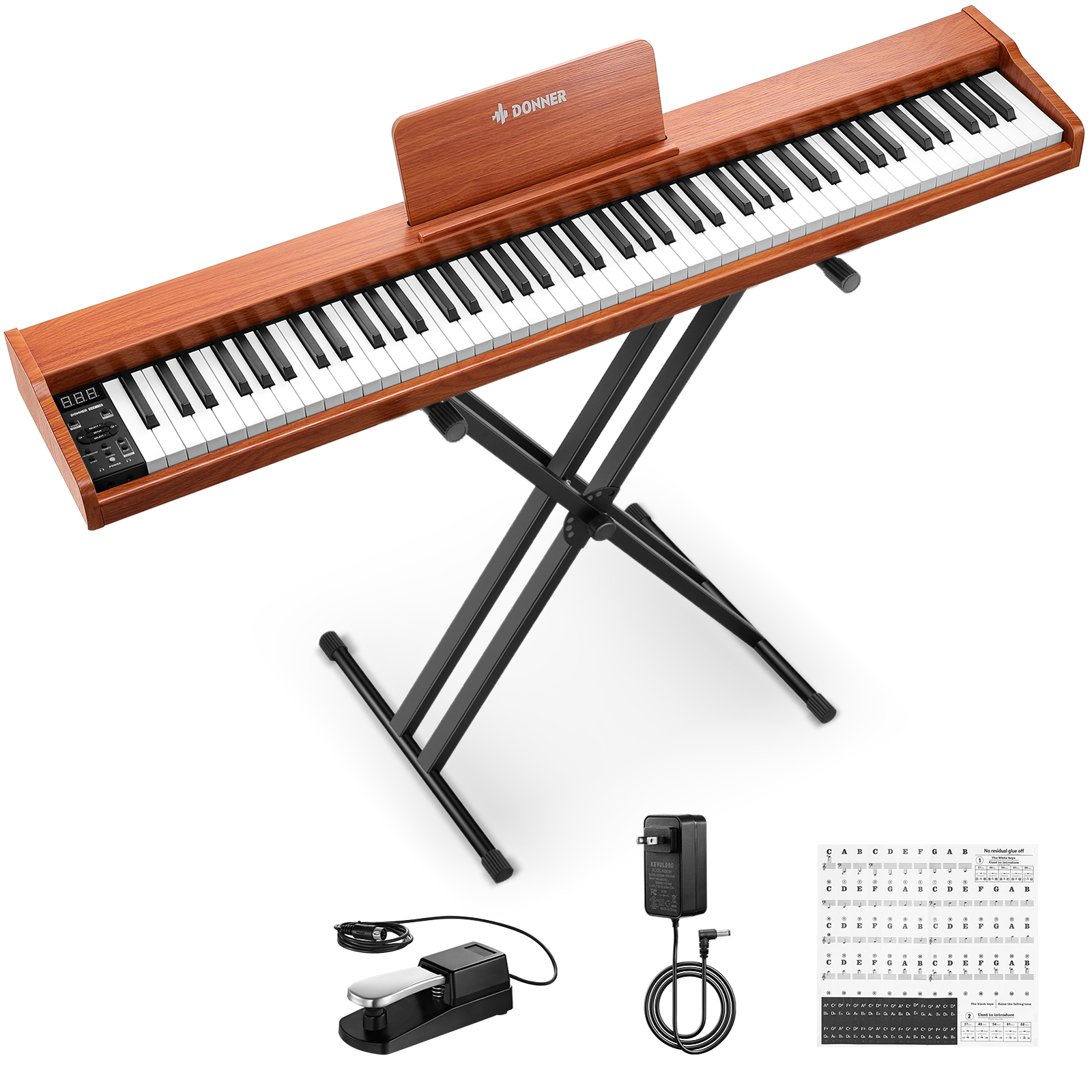 Donner DEP-1S Digital Piano 88 Key Semi-Weighted 128 Tones 100 Rhythms & Stand