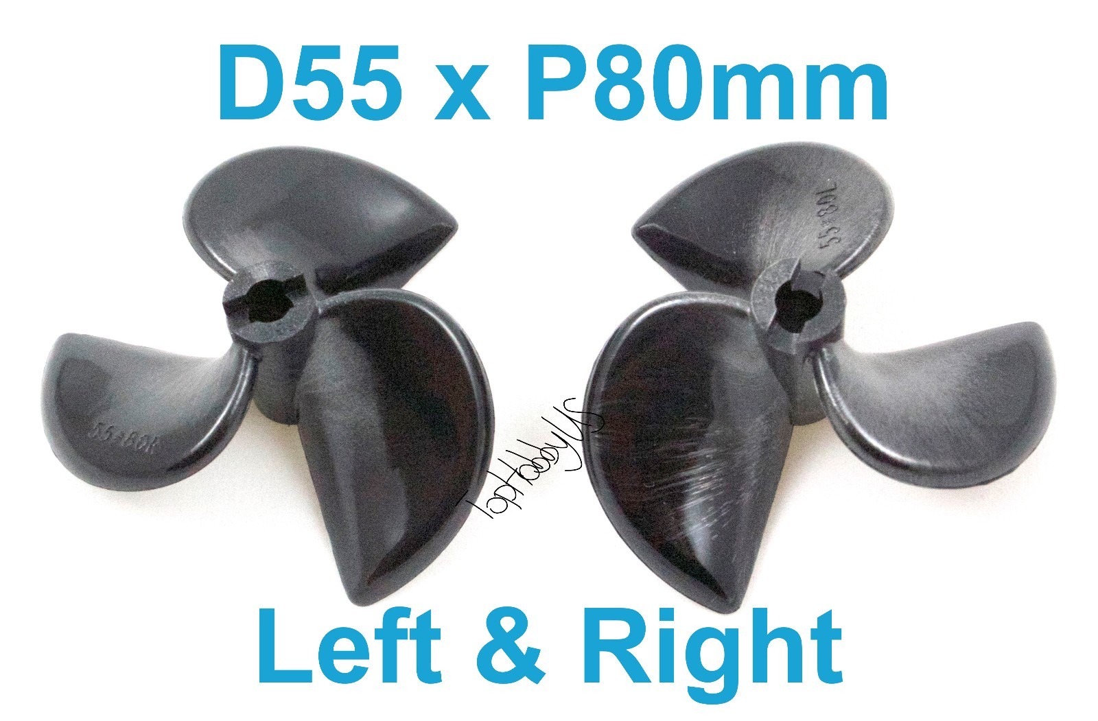 2Pairs D55mmxP80mm 3-Blades L&R RC Boat Propellers, 3/16" (4mm) Shaft (US SHIP)