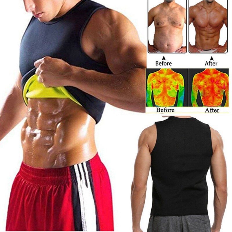 Men's Hot Sweat Body Shaper Tummy Fat Burner Tank Top Slimming Vest Weight Loss