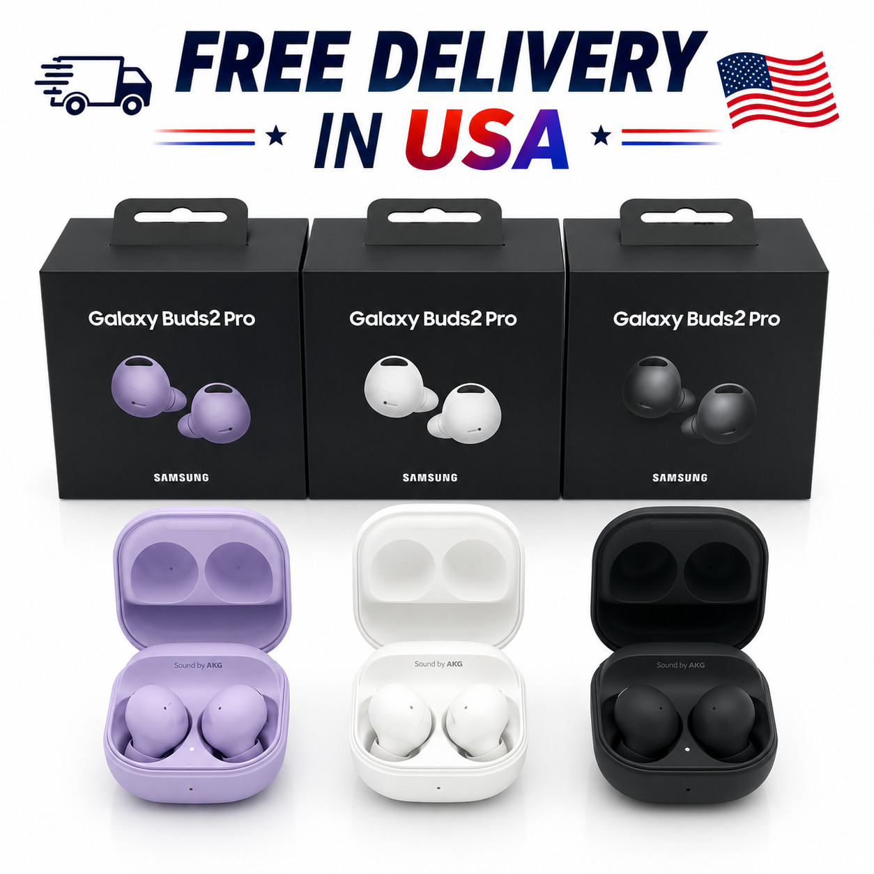 New Sealed - Premium Galaxy Buds2 PRO R510 In-Ear Noise Cancelling Earbuds