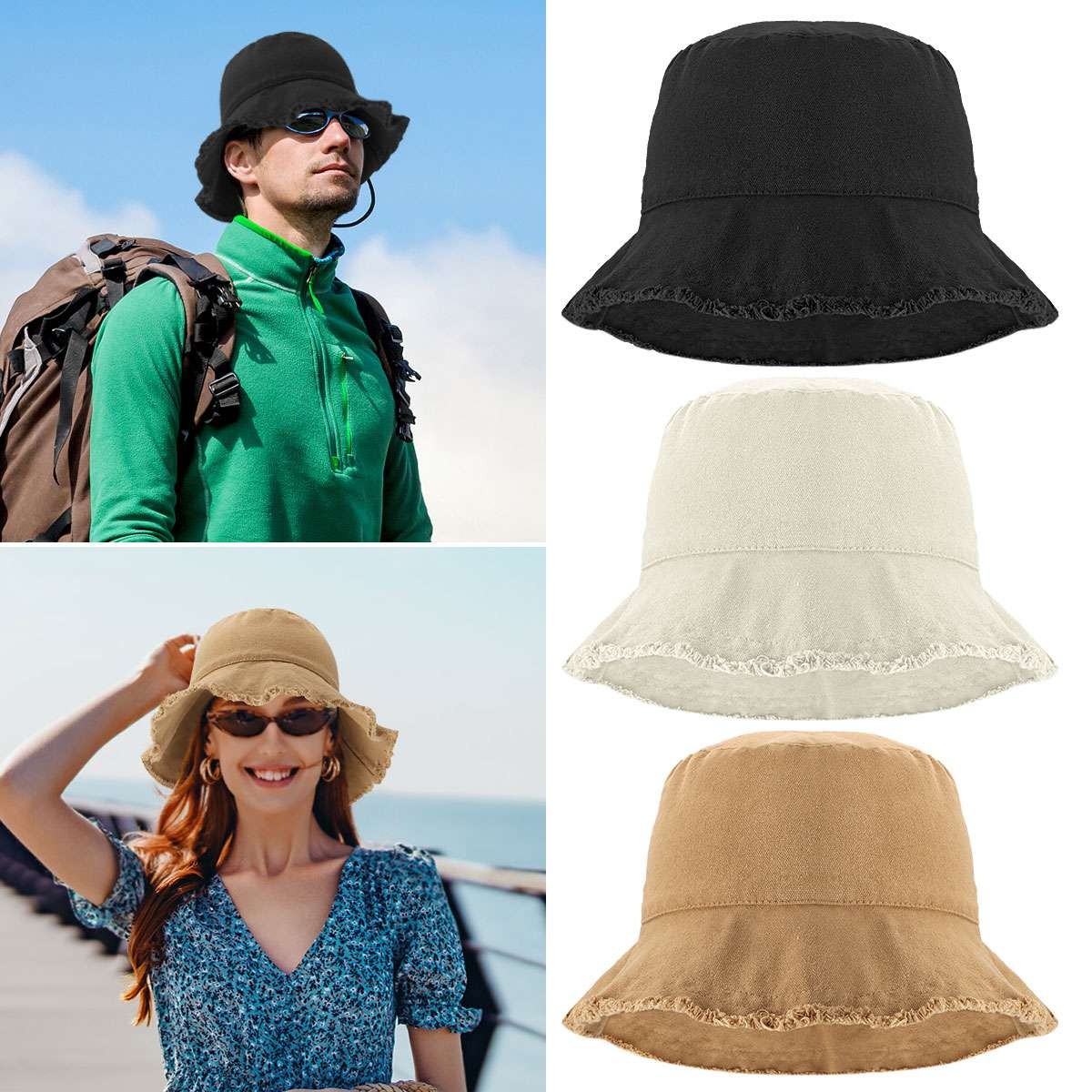 Bucket Hat Cotton Fishing Boonie Brim Visor Sun Safari Summer Beach Camping Hat