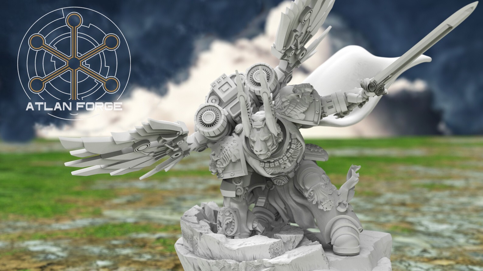 Angelic crash captain 32mm sci-fi fantasy miniature for tabletop games grimdark